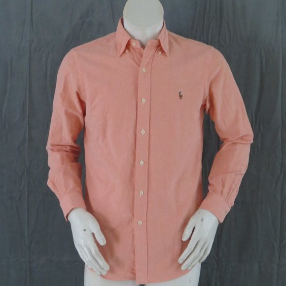 Vintage Polo Shirt - Orange Long Sleeve Shirt - Men's Small - Picture 1 of 8